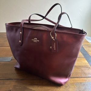 COACH Burgundy Metallic Tote